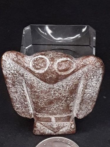 Hongshan Red Brown Jade Nephrite Owl Toggle pendant figure