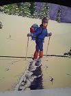 Fine Watercolor Painting Cross Country Skier illustration