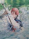 Fine Watercolor Painting Kayaking Possibly for Colorado Sport Ad