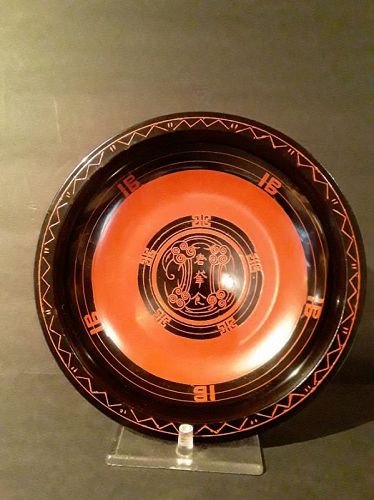 China Han Dynasty Lacquer Plate Black and red Reproduction
