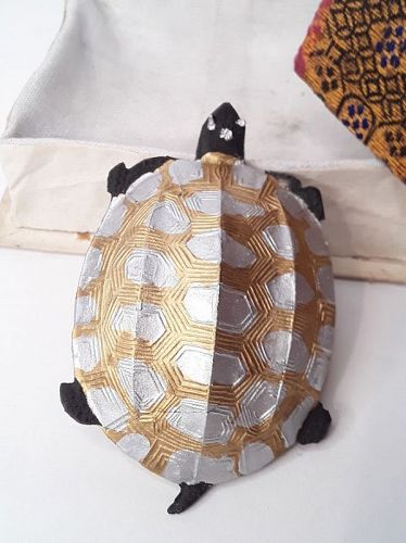 Vintage Chinese Turtle Ink Cake with Gold and silver Paint in box