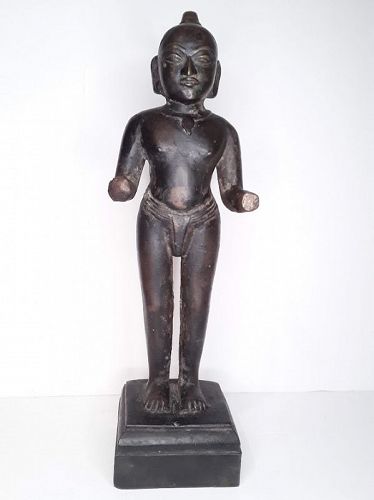 17-18th c Bengali solid cast Bronze Temple Krishna statue