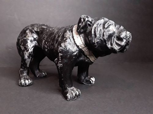Antique Heavy Cast Metal Cold Painted Bulldog figure