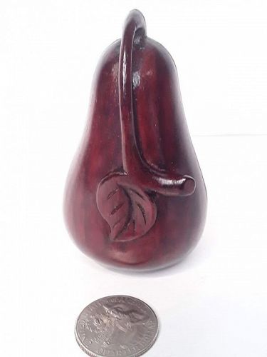 Vintage Chinese Red Hardwood carved pear shaped box