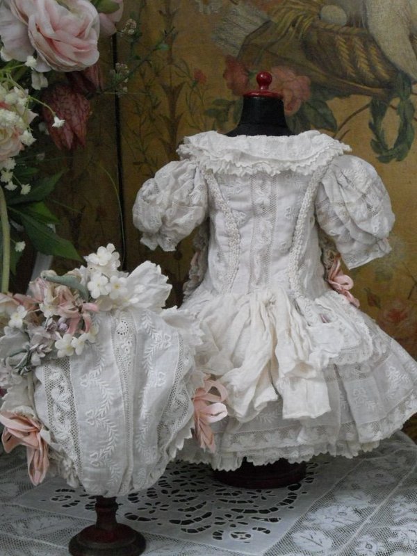 Most beautiful French Muslin Dress with Bonnet