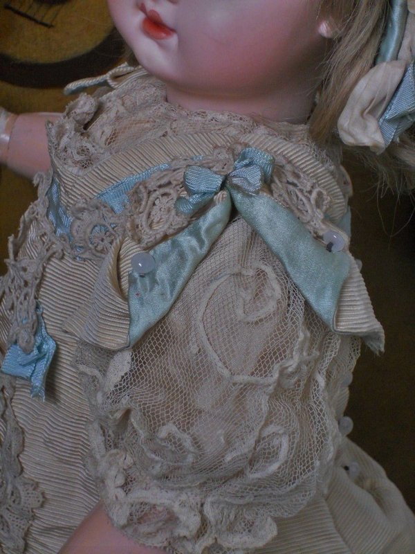 Superb French Couture Bebe Costume with Bonnet
