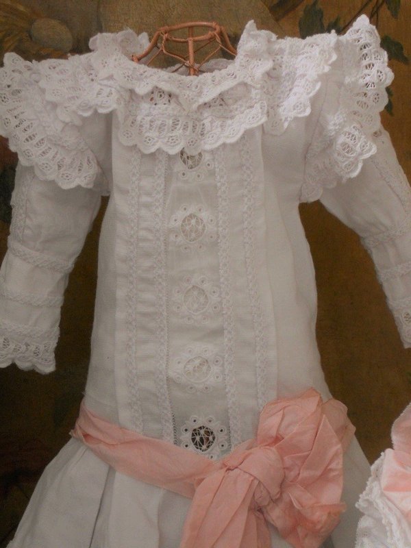 Beautiful French 19th. Century Pique Dress with Bonnet