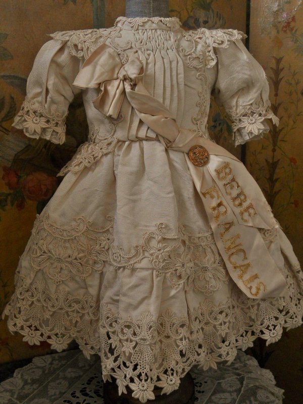 Gorgeous French Silk BeBe Costume with Bonnet