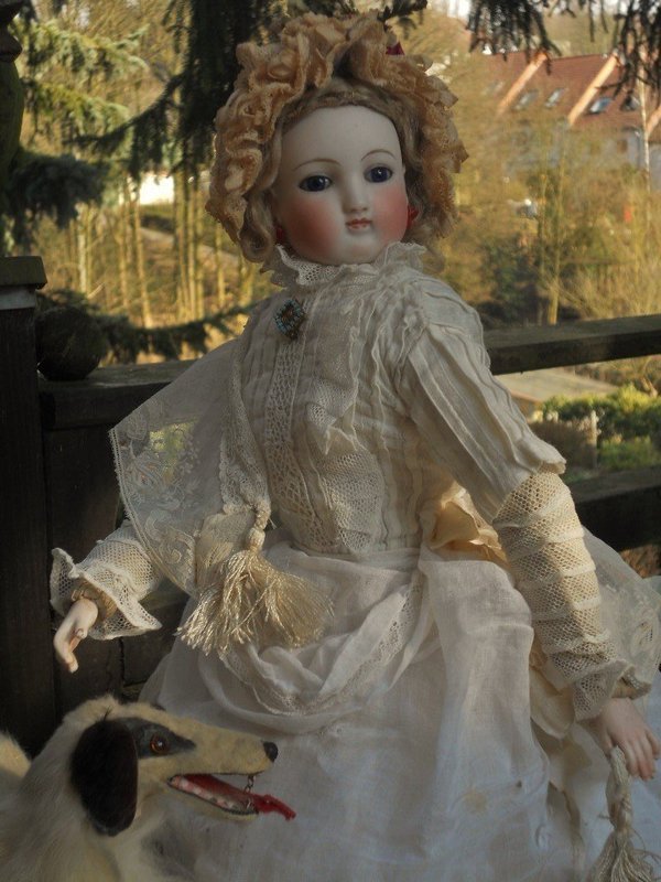 Pretty French Poupee by Barrois with very rare &quot; Leon Pannier &quot; Body