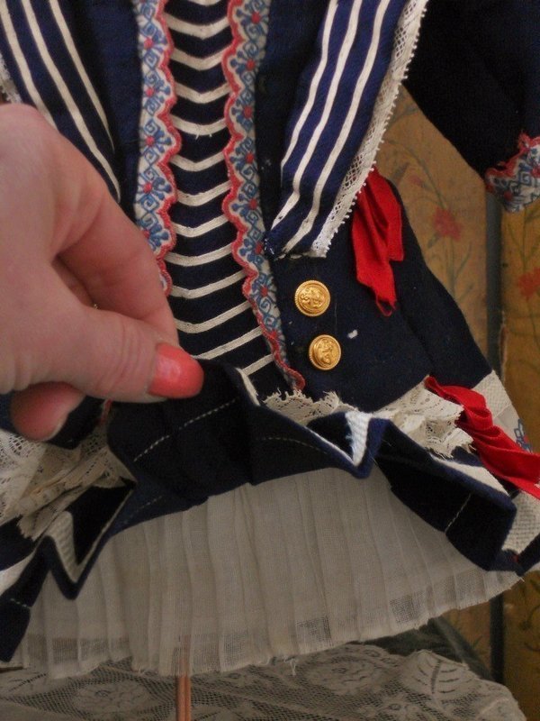 Pretty French Bebe Sailor Costume with Bonnet