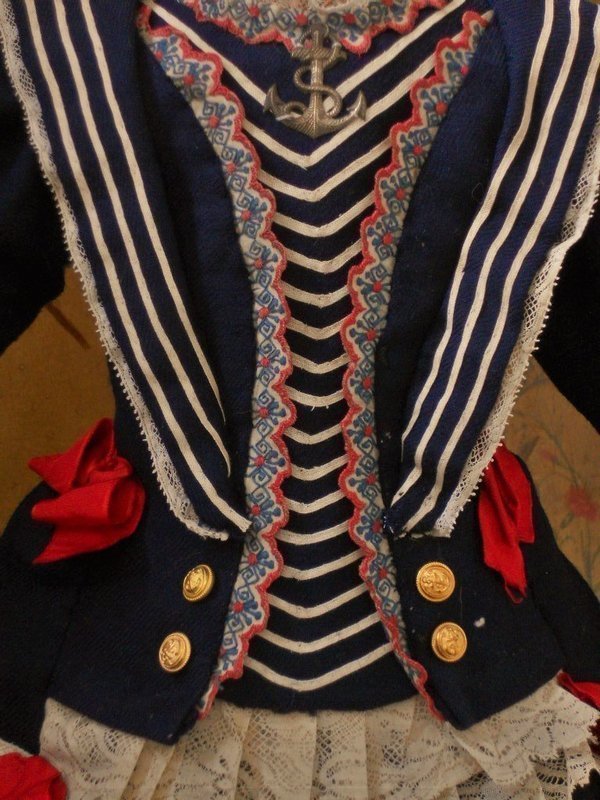 Pretty French Bebe Sailor Costume with Bonnet