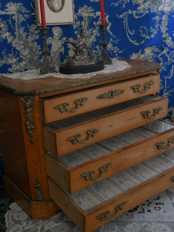 Superb Antique French Wooden Chest with Bronze Borders