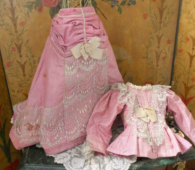 Pretty 19th. Century Two Piece Poupee Silk Costume