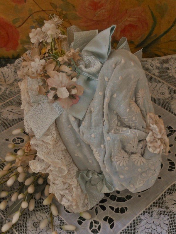 Marvelous French Muslin Bebe Costume with Bonnet