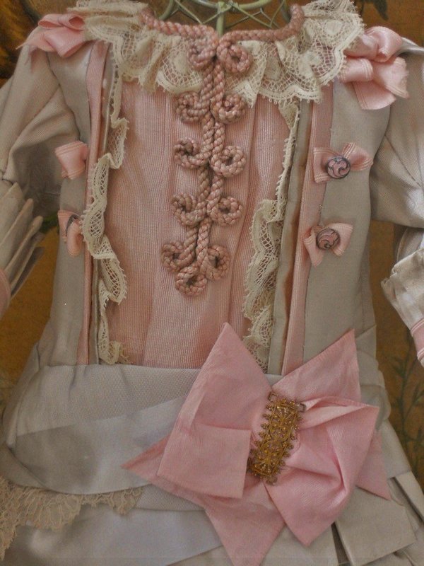 Pretty French Silk Bebe Costume with matching Couture Bonnet