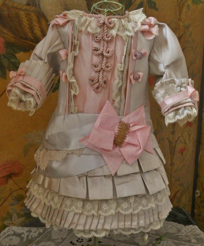 Pretty French Silk Bebe Costume with matching Couture Bonnet