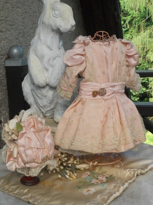 Marvelous French Silk Bebe Costume with Bonnet