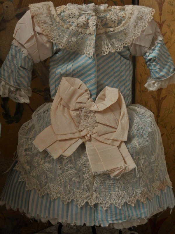Pretty French Bebe Silk Costume with Couture Bonnet