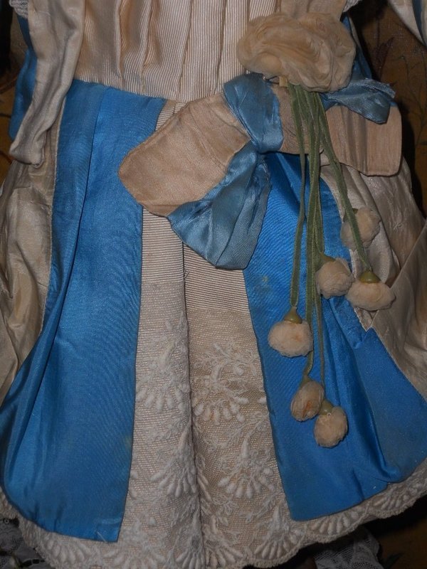 Marvelous Elegant French Silk Bebe Costume with Bonnet