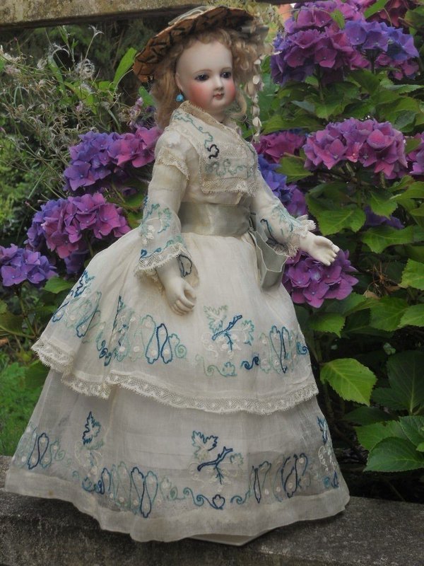 Delicate French Bisque Poupee with Marvelous Costume