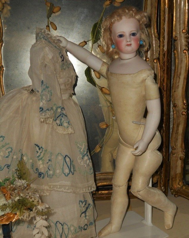 Delicate French Bisque Poupee with Marvelous Costume