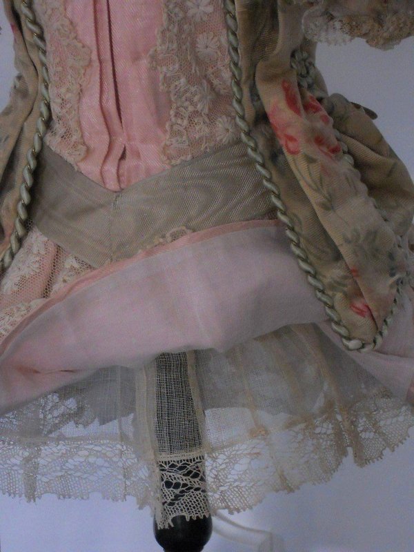 Superb French Bebe Silk Sateen Costume with Straw Hat