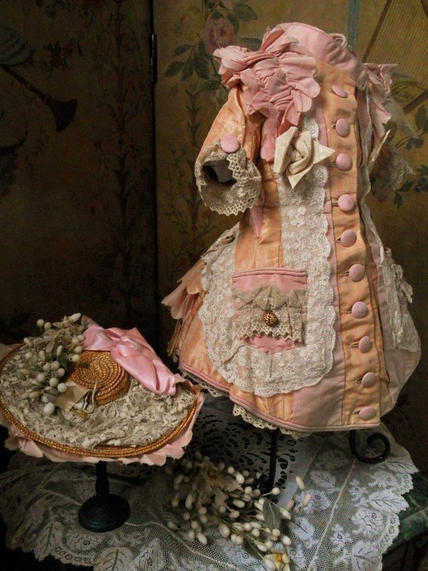 Beautiful French Bebe Costume with Straw Bonnet