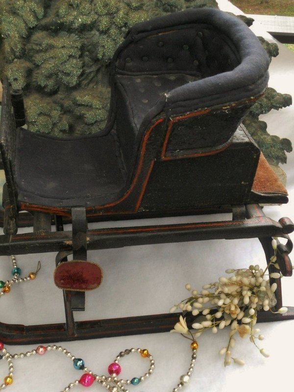 Pretty Antique Wooden Doll Sledge for your Winter-Wonderland