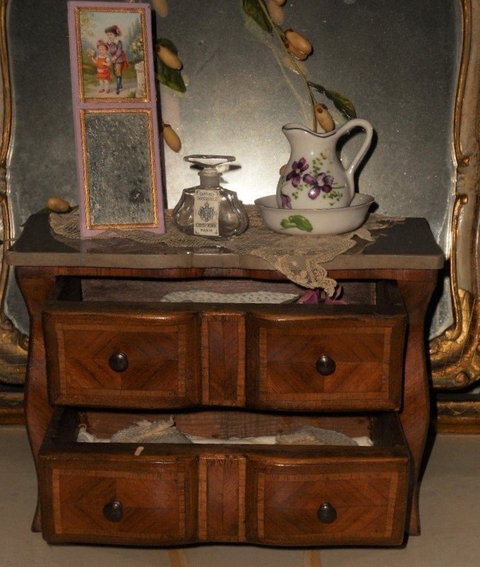 Pretty Wooden Chest with Marble Top and Accessory