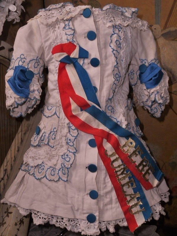 Pretty French Bebe Pique Costume with Bonnet