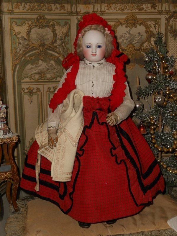 Beautiful Early French Poupee with Gorgeous Costume