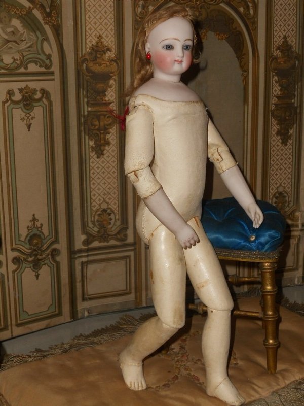 Rare early French Teenager Poupee with Wooden Body