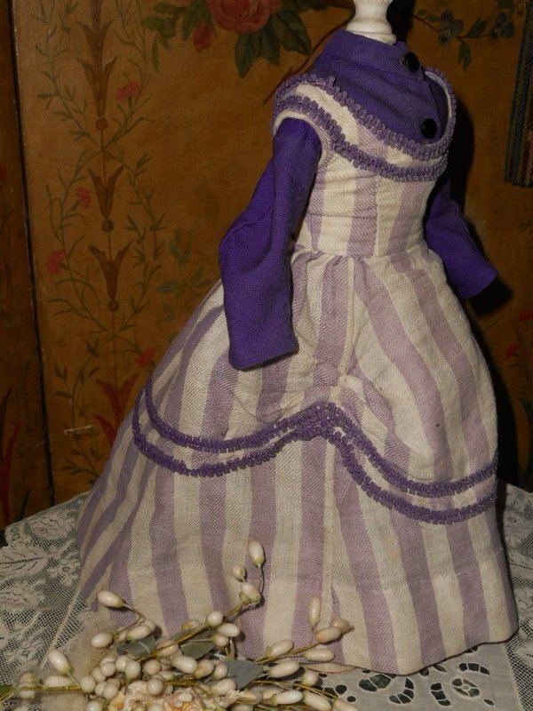 Most Beautiful early French Woolen Poupee Gown