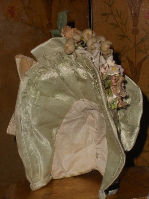 Pretty French Light Green Silk Costume with Bonnet