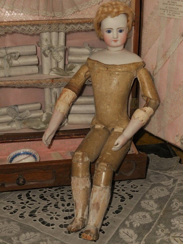 Attic Found Fashionable Poupee for the French Market with Wood Body