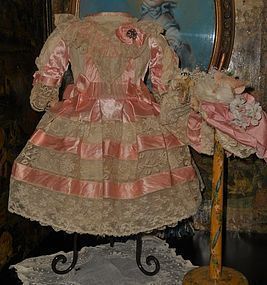Very Beautiful French Bebe Costume with Bonnet.... Pretty in Pink ...