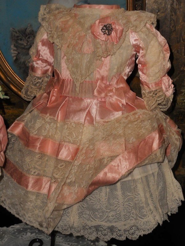 Very Beautiful French Bebe Costume with Bonnet.... Pretty in Pink ...