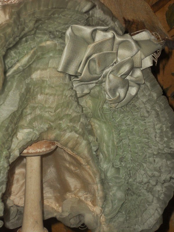 Sea-Green French Silk Gown with Gorgeous Bonnet