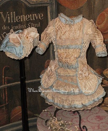 Elegant French Silk Bebe Costume with Bonnet