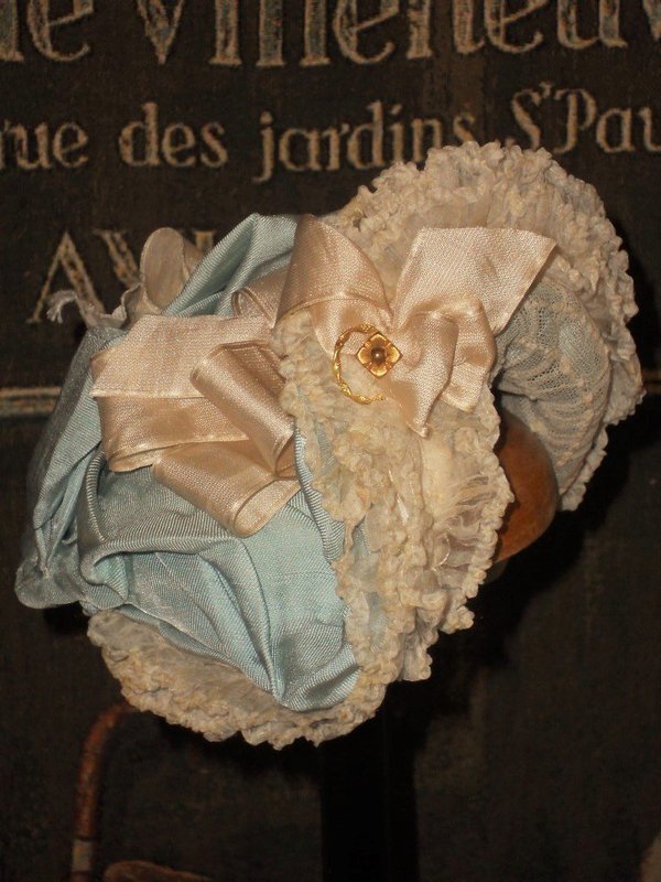 Elegant French Silk Bebe Costume with Bonnet