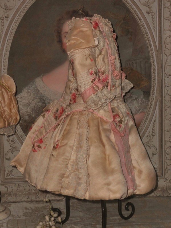 Stunning French Silk BeBe Costume with Bonnet like Jumeau Gown