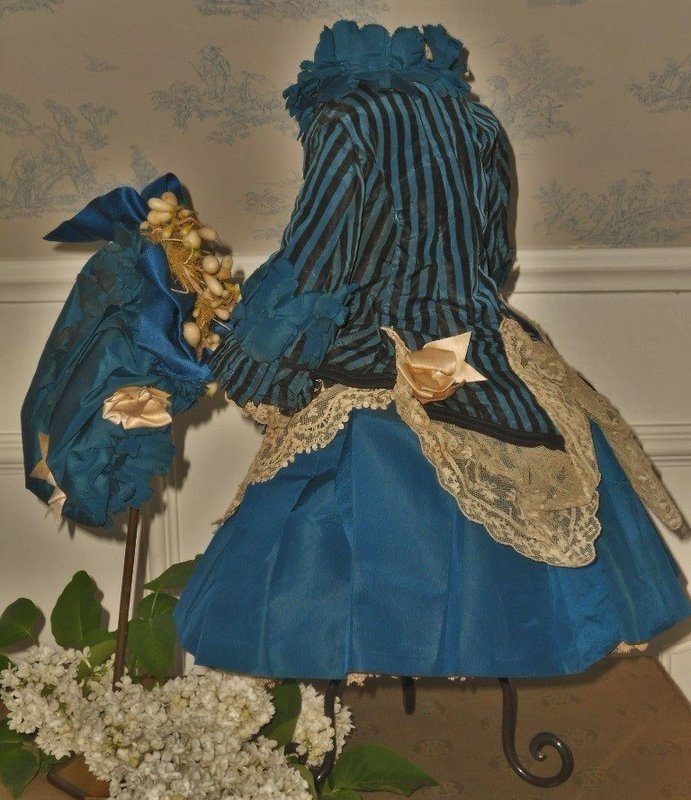 Elegant French Two piece Bebe Silk Costume with Bonnet