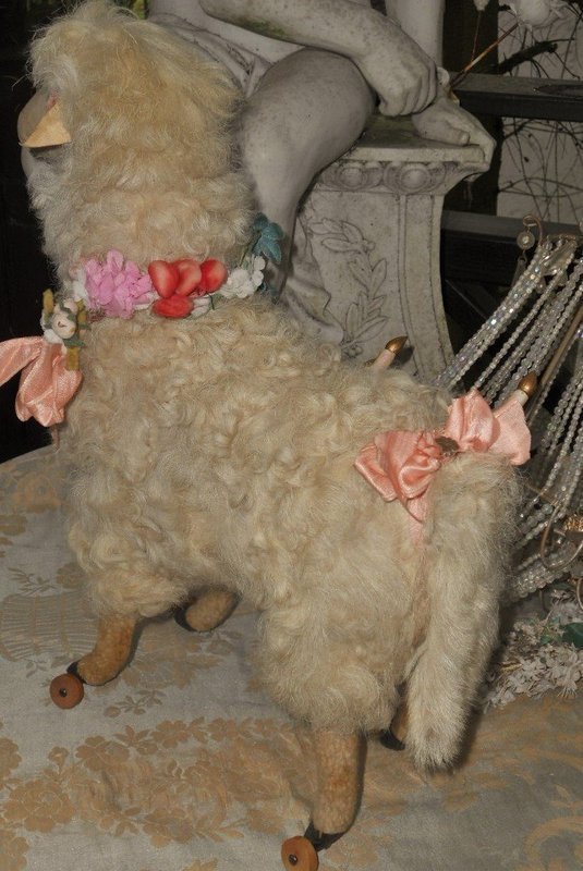 Pretty French Curly Mohair Toy Lamb for Doll Display