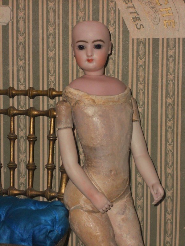 Lovely Attic Condition French Bisque Poupee with Rare Body