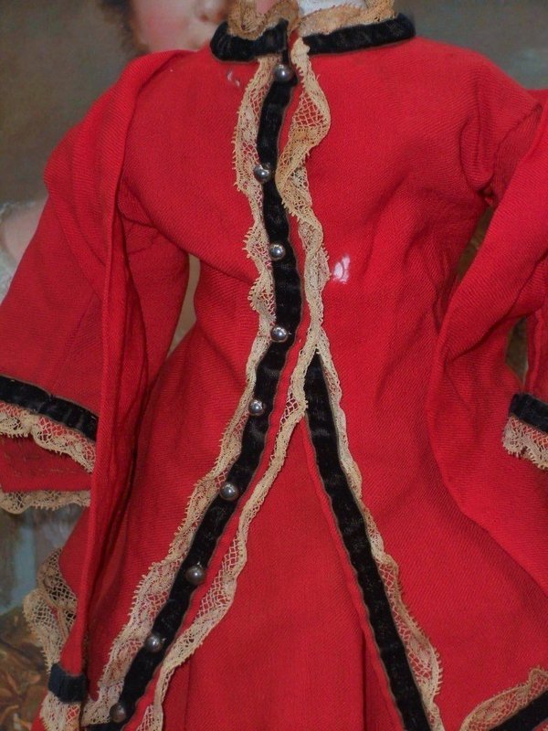 Beautiful Antique Red 3 Piece Linsey-Woolsey Lady Gown