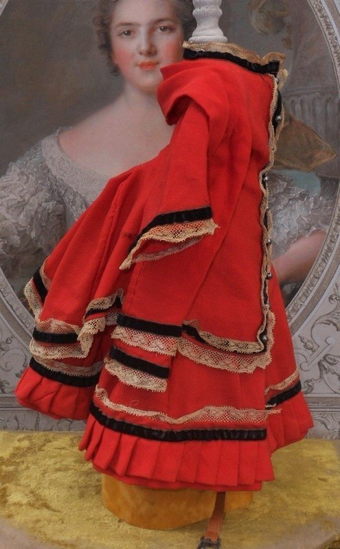 Beautiful Antique Red 3 Piece Linsey-Woolsey Lady Gown