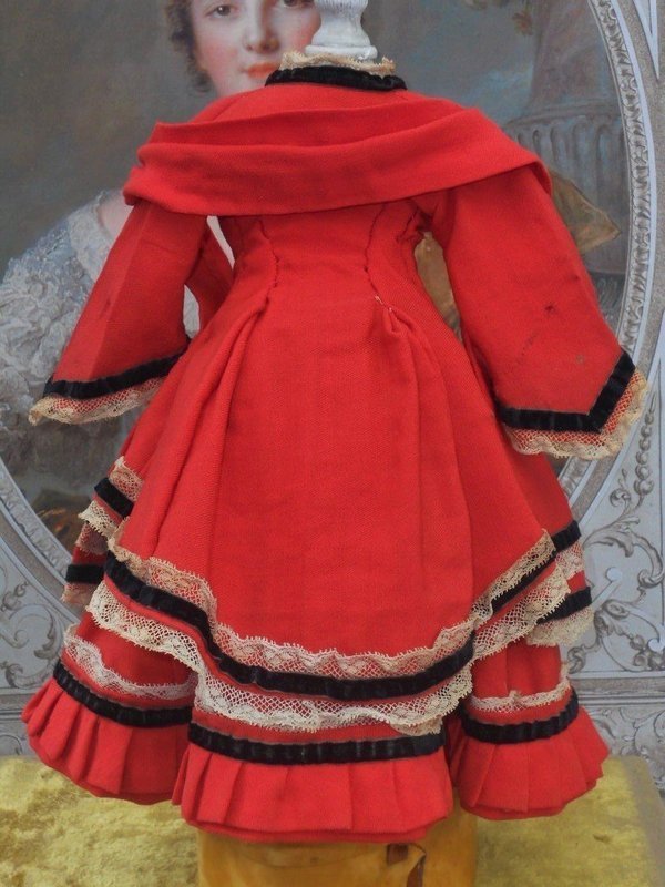 Beautiful Antique Red 3 Piece Linsey-Woolsey Lady Gown