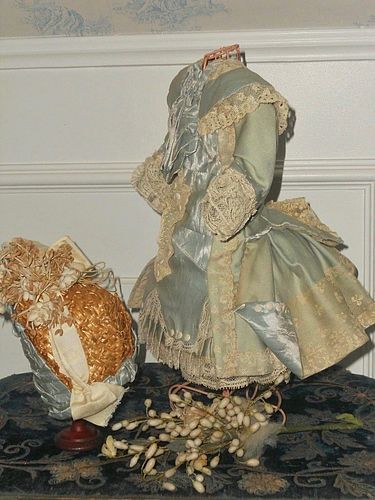 ~~~ Luxury French Bebe Costume with Straw Bonnet ~~~