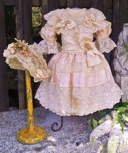 ~~~ French Romantic Bebe Silk Costume with Bonnet ~~~