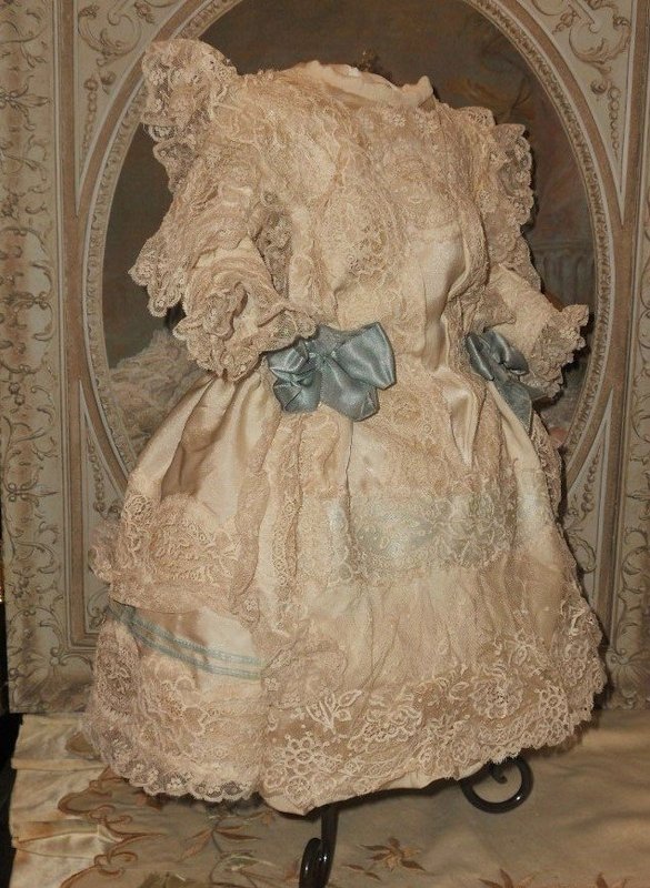 Most Beautiful French Bebe Silk Costume with Bonnet
